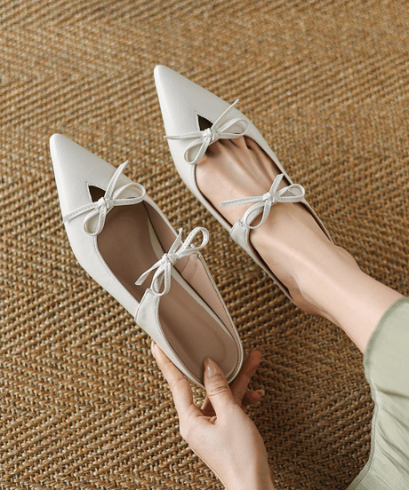 ribbon pointed-toe mules / 3color　hm1436