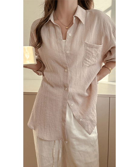 linen blend shirt / 5color　hm2891