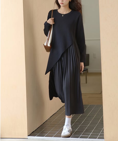 pleated docking dress / 2color　hm1674