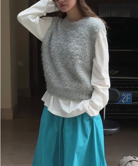 fluffy wool vest / 2color　hm1707