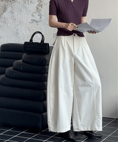 wide silhouette tuck pants / 4color　hm2765