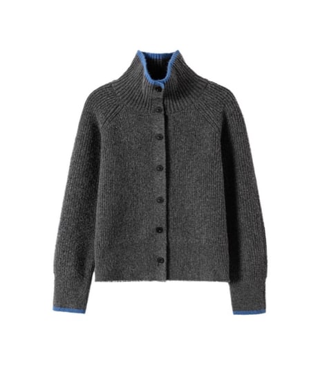 contrast color cardigan / 2color　hm1880