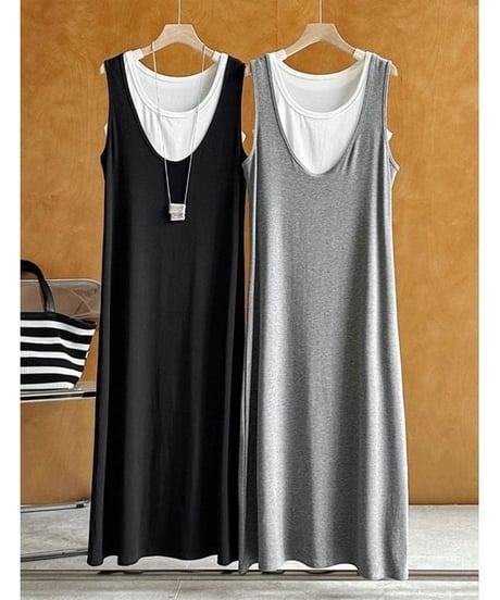layered tank dress / 2color　hm2212