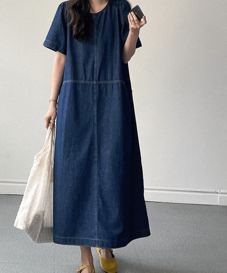 denim midi dress / 2color　hm2860