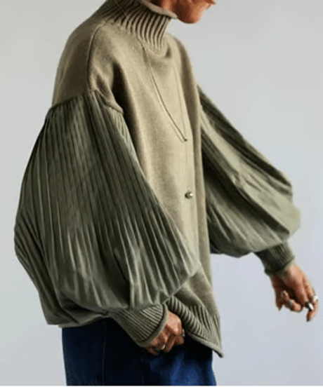 pleated sleeve knit top / 2color　hm2685