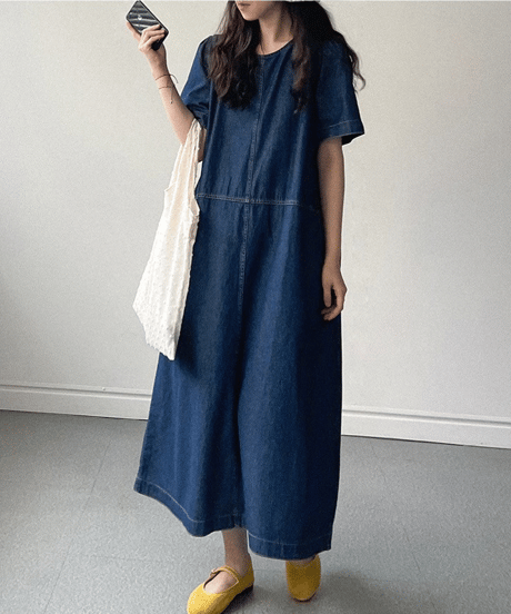 denim midi dress / 2color　hm2860