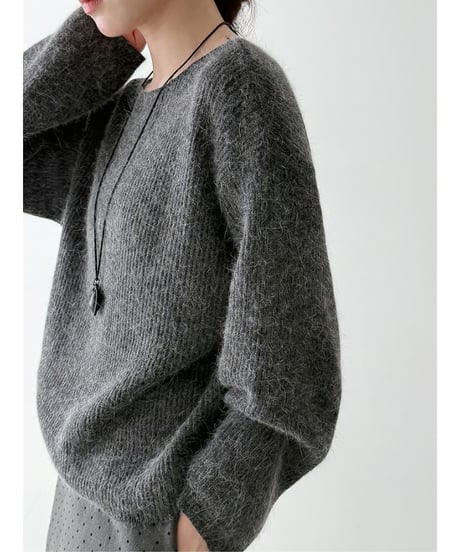 fluffy v-neck knit / 4color　hm2726