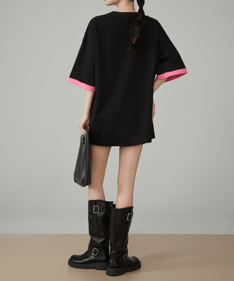 contrast sleeve tee　hm2938