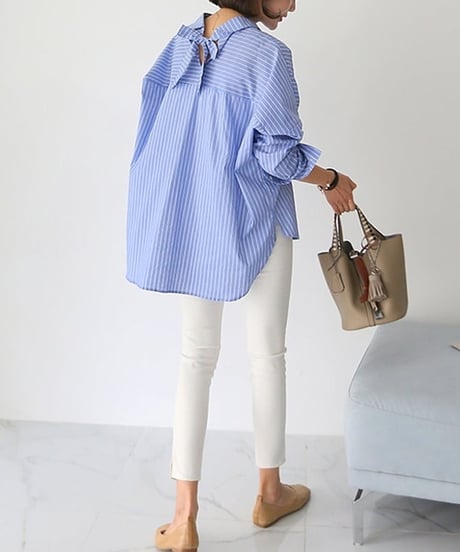 back ribbon shirt / 2color　hm2142