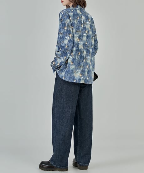 nuance pattern blue shirt　hm2033