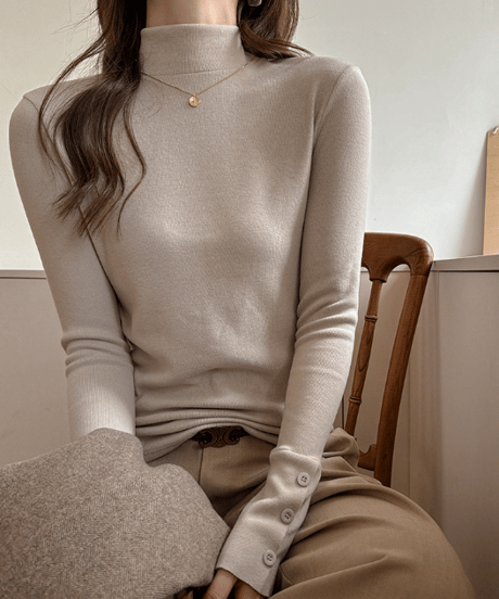 sleeve button knit / 6color　hm1823