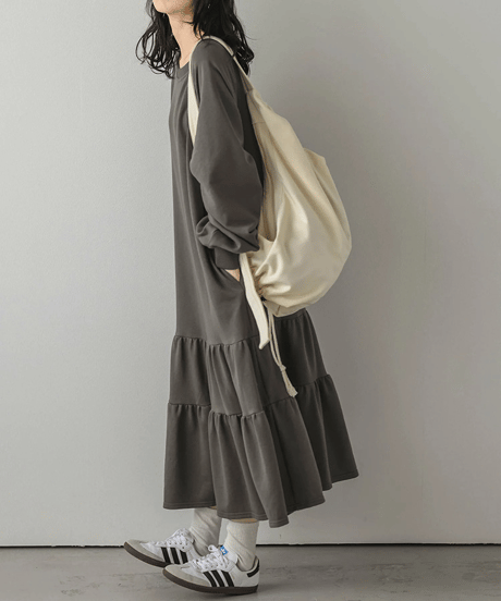 tiered sweatshirt dress / 4color　hm2798