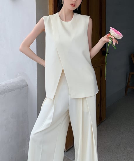 sleeveless top & wide pants suit　hm1406