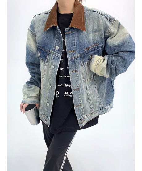 denim embroidered jacket　hm1947