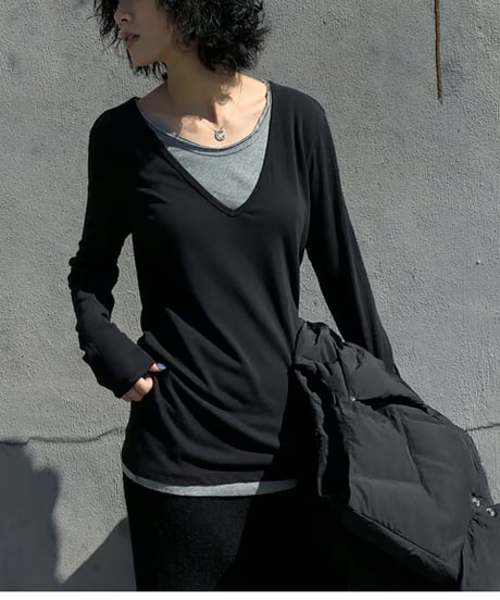 v-neck long-sleeved top　hm1003