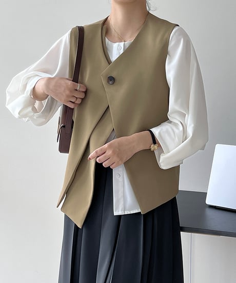 one button vest / 2color　hm1677