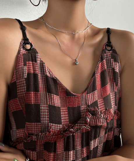vintage check cami dress / 2color　hm1611