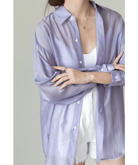 ribbon sheer shirt / 2color　hm2878