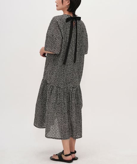 gathered check dress　hm2301