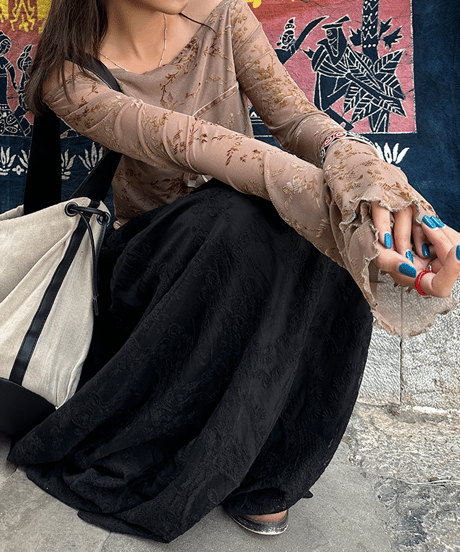 flower lace skirt / 2color　hm1501