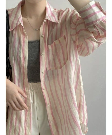 striped button shirt / 2color　hm2519
