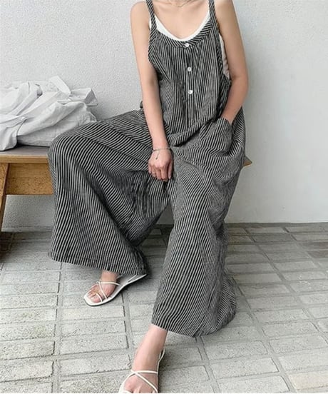 striped overall pants / 3color　hm2944