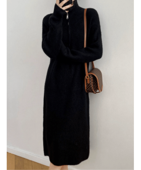 half-zip knit dress / 4color　hm2775
