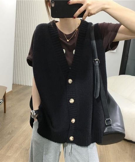 oversized knit vest / 4color　hm2618
