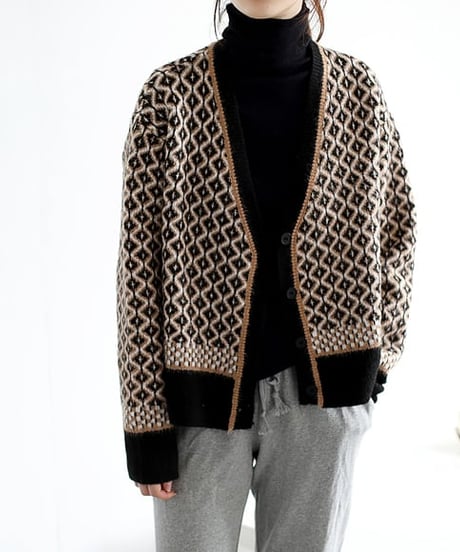 《即納》geometric cardigan / 3color　hm1717