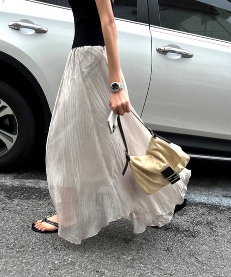 sheer pleated skirt / 2color　hm1359