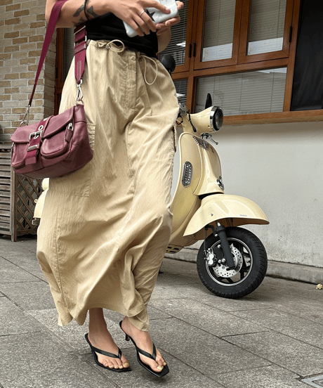 drawstring cargo skirt / 2color　hm1387