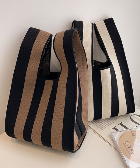 striped market bag / 2color　hm1336