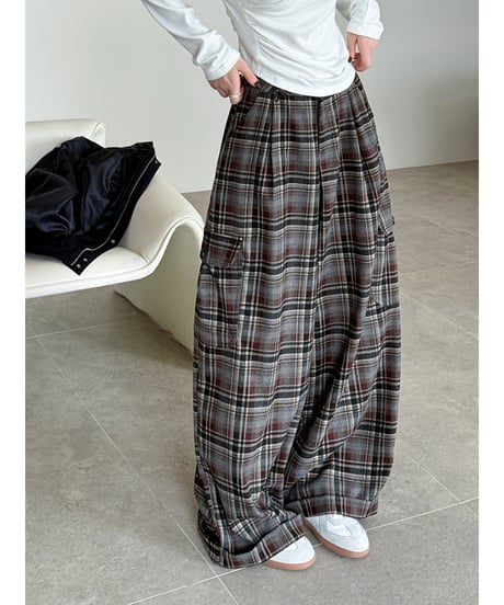 plaid wide pants / 2color　hm2768