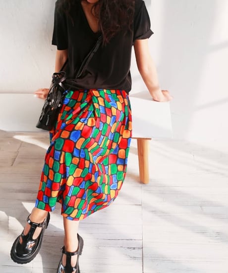 colorful flared skirt / 2color　hm1787