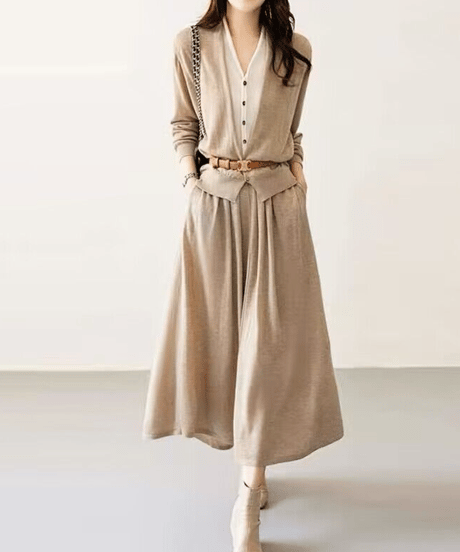 《即納》layered knit cardigan / 4color　hm2722