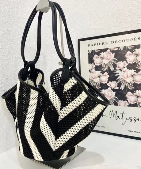 mesh stripe tote / 2size　hm2282