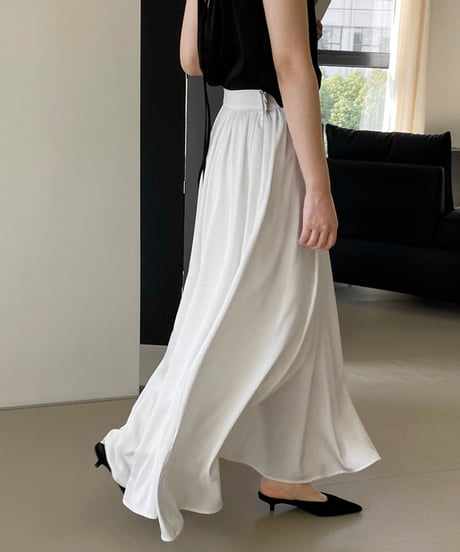 satin flare long-skirt / 2color　hm1376