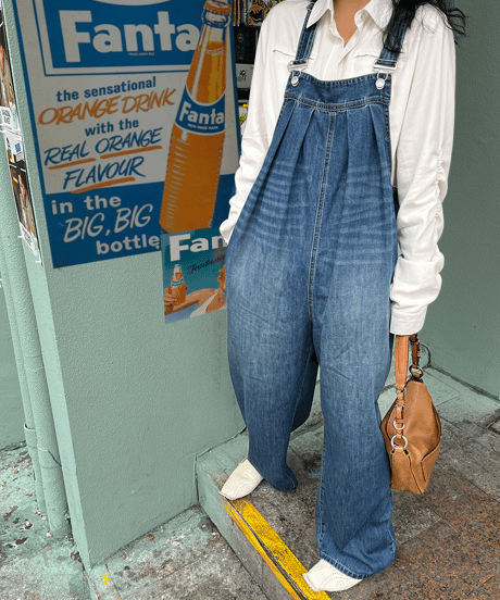 tuck denim overall / 2color　hm1277