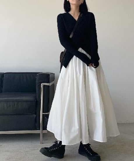 long double flare skirt / 2color　hm2004