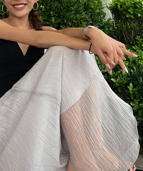 sheer pleated skirt / 2color　hm1359