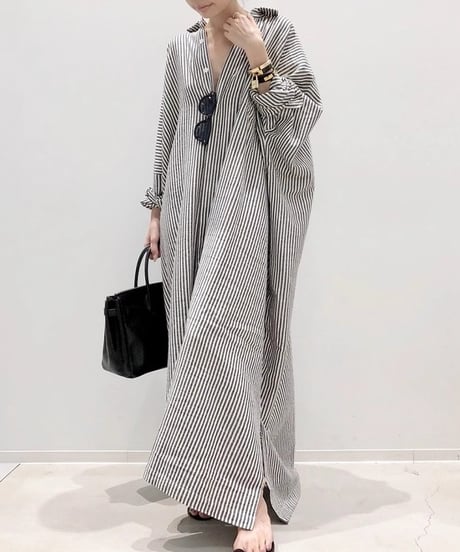 striped shirt dress / 3color　hm2538