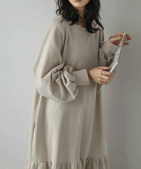 tiered sweatshirt dress / 4color　hm2798