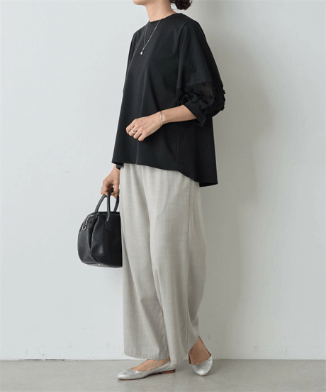 sheer sleeve top / 2color　hm2983