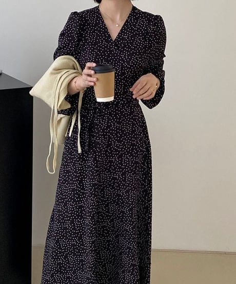 《即納》dot wrap long dress　hm2240