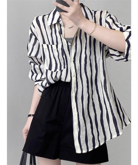 striped button shirt / 2color　hm2519