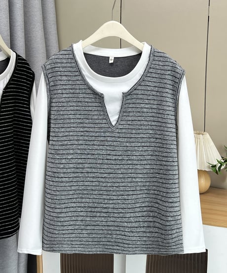 layered stripe top / 2color　hm2610