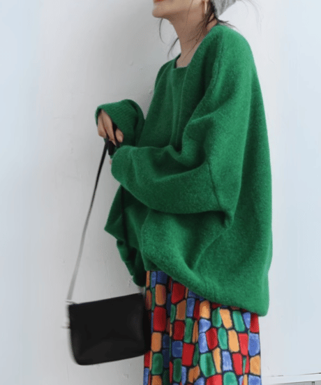 big size knit pullover / 2color　hm1786