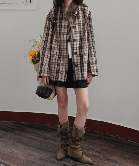 reversible plaid coat　hm2747