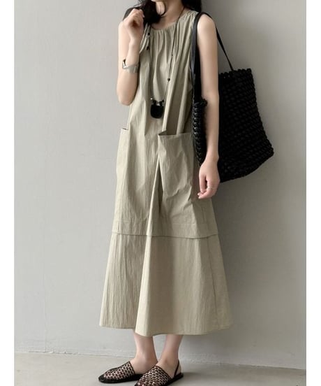 v-neck loose dress / 2color　hm2327