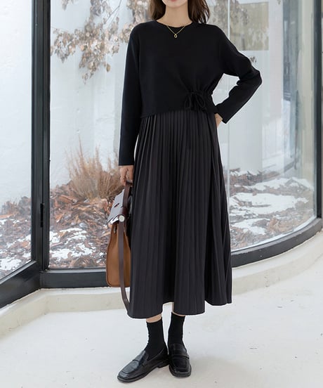 pleated docking dress / 2color　hm1674